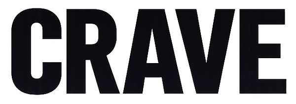 The word 'CRAVE' is shown in bold black uppercase letters centered on a plain white background.